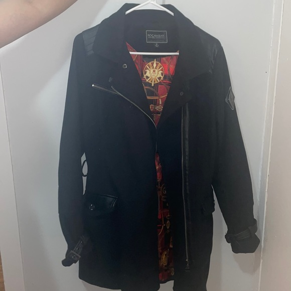Rocawear Jackets & Blazers - Rocawear black coat with leather detail M